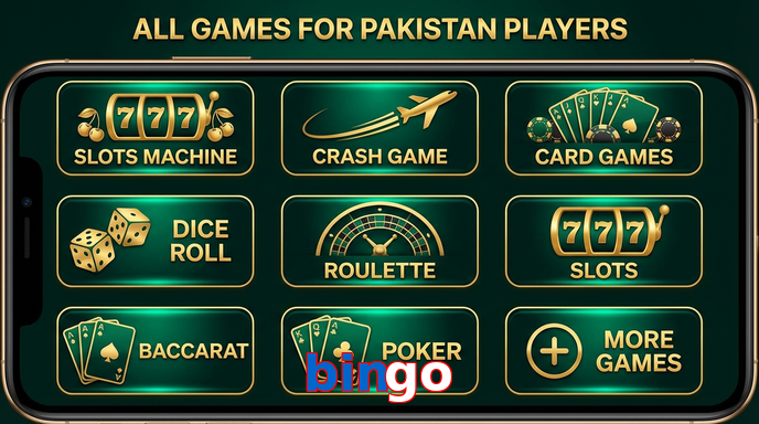 Main screen of Bingo games page for PK players
